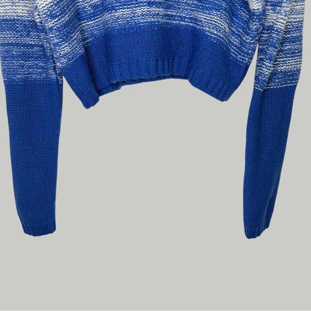 Y2K Hollister Blue Crop Cable Knit Sweater M Logo Pullover Coastal Grunge, Surf - Picture 11 of 12